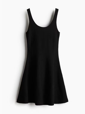 H&M Black Scoop-Neck Mini Dress with Flared Skirt